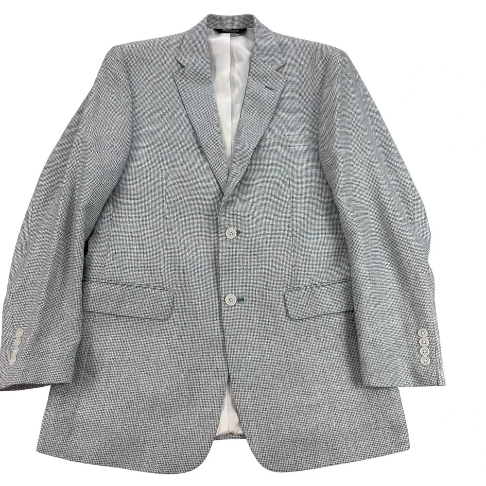 Jos A Bank Blazer Mens 41L Gray Linen Wool Sport Coat Jacket Tailored Fit Office